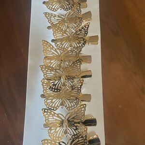 Gold Butterfly Hair Clips - Set of Decorative Clips 8 Clips
